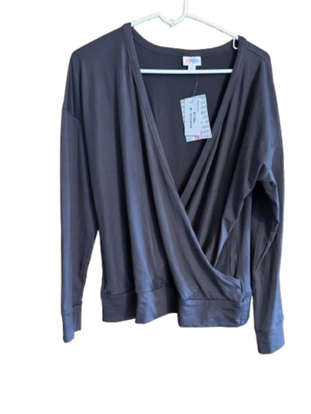 Lularoe -The Rebecca Cross Front Blouse Med, Grey- NWT (E14)